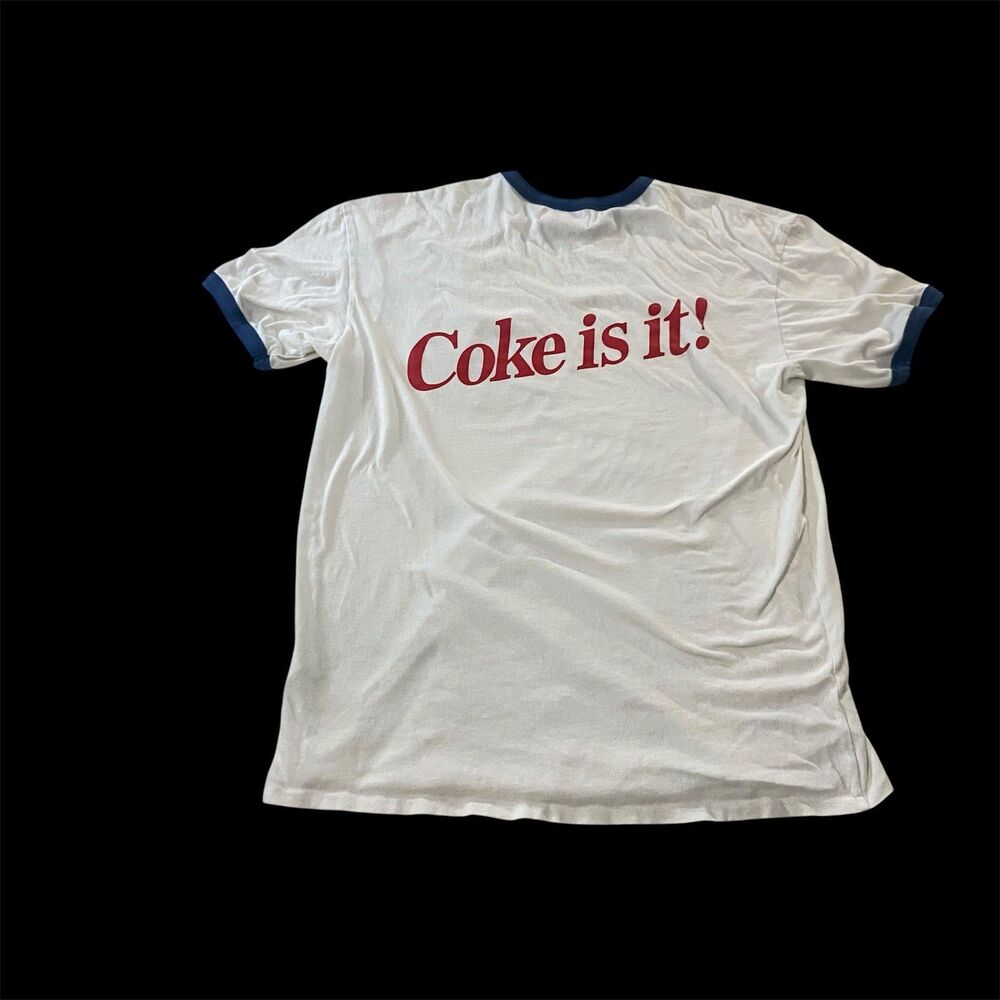 VTG Style PacSun Coca Cola Pocket Tee Shirt L White Blue Trim Enjoy Coke Classic